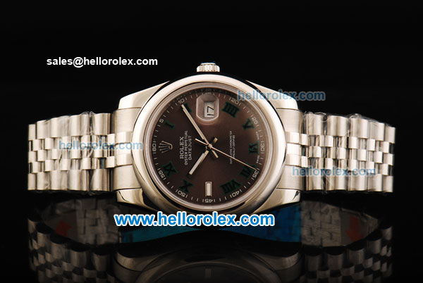 Rolex Datejust II Swiss ETA 2836 Automatic Movement Full Steel with Brown Dial and Roman Numeral Markers - Click Image to Close